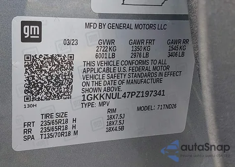 2023 GMC Acadia Slt from USA, damaged, VIN 1GKKNUL47PZ197341